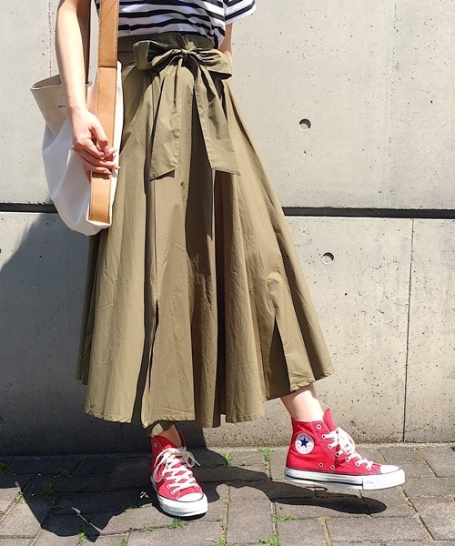 PAGEBOY（ページボーイ）の「2WAYリボンフレアスカート（スカート・レディース・ブルー/イエロー/ライトカーキ/ピンク/チャコールグレー/オレンジ/パープル・FREE）」の22枚目の写真