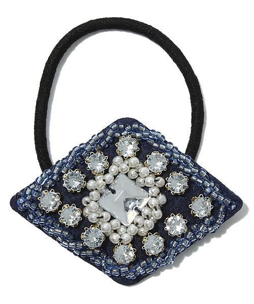 BEAMS BOY（ビームスボーイ）の「BEAMS BOY / ヒシガタデコ PONY（ヘアゴム・レディース・ワイン/ネイビー・ONE SIZE）」の2枚目の写真