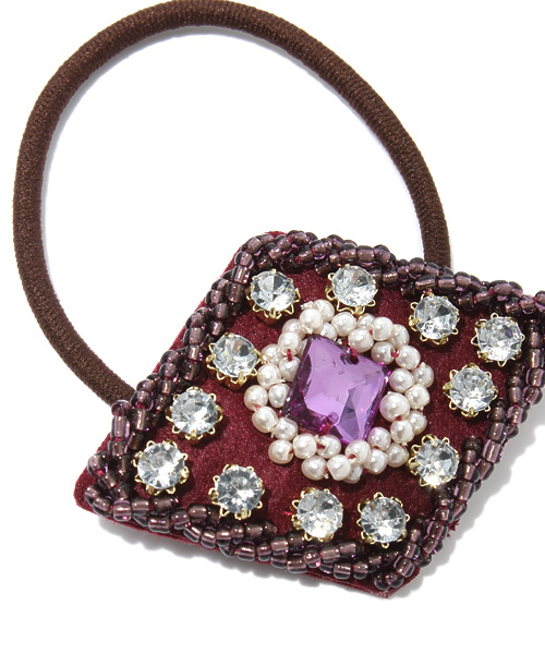 BEAMS BOY（ビームスボーイ）の「BEAMS BOY / ヒシガタデコ PONY（ヘアゴム・レディース・ワイン/ネイビー・ONE SIZE）」の5枚目の写真