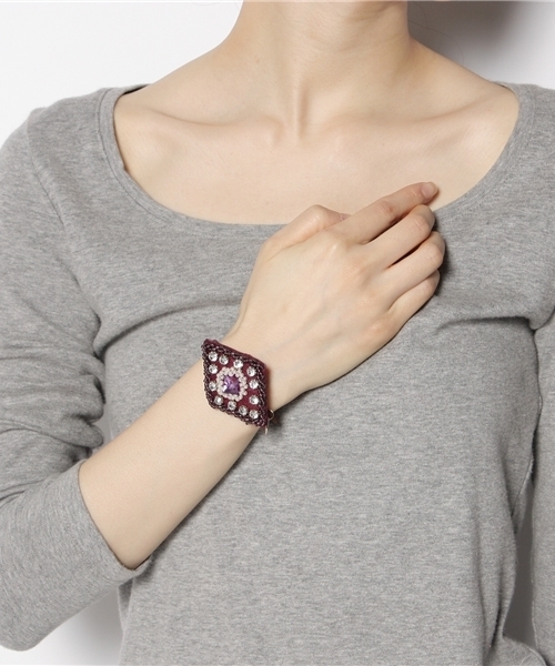 BEAMS BOY（ビームスボーイ）の「BEAMS BOY / ヒシガタデコ PONY（ヘアゴム・レディース・ワイン/ネイビー・ONE SIZE）」の3枚目の写真