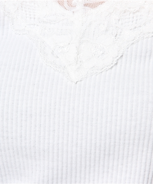 Honeys（ハニーズ）の「レースＶネックＴシャツ（Tシャツ/カットソー・レディース・オフホワイト/ブラック/パープル/ライトグレー・L/M）」の8枚目の写真