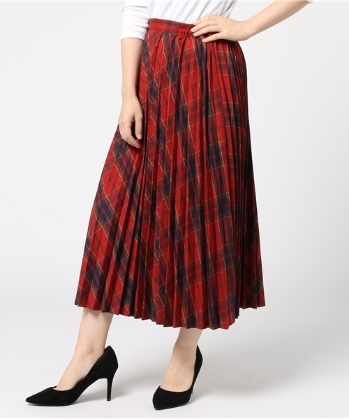 AMERICAN HOLIC(アメリカンホリック)の「チェックプリーツロングスカート(スカート・レディース・ブラック/グレー/グリーン系その他/ネイビー/グリーン/ダークネイビー/レッド/イエロー/チャコールグレー/ライトグレー/ダークグレー・FREE)」の11枚目の写真