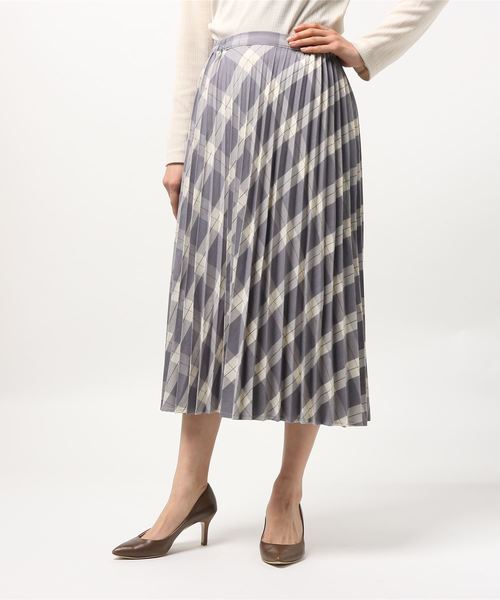 AMERICAN HOLIC(アメリカンホリック)の「チェックプリーツロングスカート(スカート・レディース・ブラック/グレー/グリーン系その他/ネイビー/グリーン/ダークネイビー/レッド/イエロー/チャコールグレー/ライトグレー/ダークグレー・FREE)」の1枚目の写真