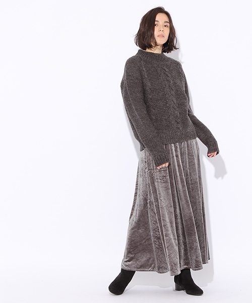 niko and...（ニコアンド）の「ベロアロングスカート（スカート・レディース・ネイビー/マスタード/スモーク・3/4）」の18枚目の写真