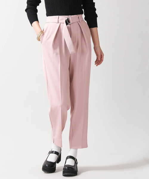 WEGO（ウィゴー）の「WEGO/ベルト付きジョーゼットテーパードパンツ（スラックス・レディース・ブルー/ライトピンク/ブラック/ライトグレー/グリーン・LARGE/MEDIUM）」の5枚目の写真