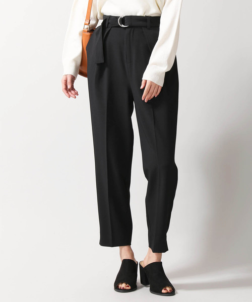 WEGO（ウィゴー）の「WEGO/ベルト付きジョーゼットテーパードパンツ（スラックス・レディース・ブルー/ライトピンク/ブラック/ライトグレー/グリーン・LARGE/MEDIUM）」の2枚目の写真