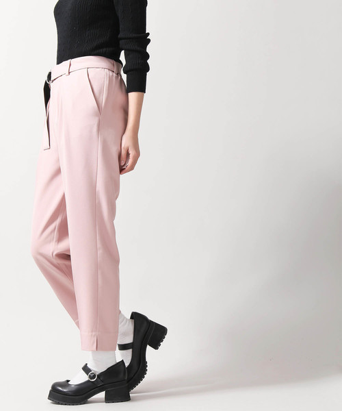 WEGO（ウィゴー）の「WEGO/ベルト付きジョーゼットテーパードパンツ（スラックス・レディース・ブルー/ライトピンク/ブラック/ライトグレー/グリーン・LARGE/MEDIUM）」の14枚目の写真