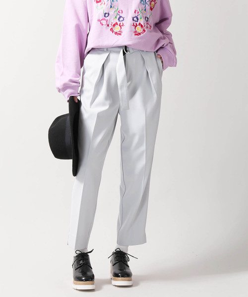 WEGO（ウィゴー）の「WEGO/ベルト付きジョーゼットテーパードパンツ（スラックス・レディース・ブルー/ライトピンク/ブラック/ライトグレー/グリーン・LARGE/MEDIUM）」の15枚目の写真