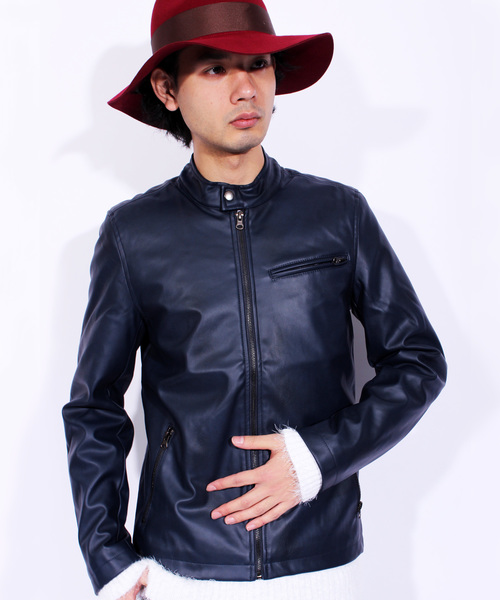 8(eight)(エイト)の「シングル ライダースジャケット PUレザー(ライダースジャケット・メンズ・ブラウン/ブルー系その他/ワイン/キャメル/ブラック・SMALL/MEDIUM/LARGE/X-LARGE)」の3枚目の写真