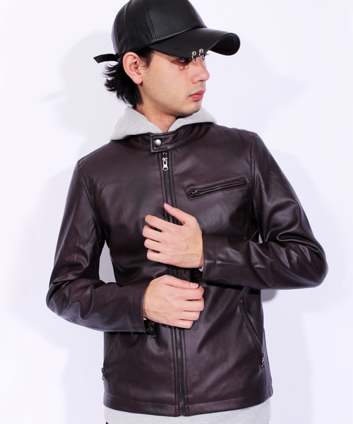 8(eight)(エイト)の「シングル ライダースジャケット PUレザー(ライダースジャケット・メンズ・ブラウン/ブルー系その他/ワイン/キャメル/ブラック・SMALL/MEDIUM/LARGE/X-LARGE)」の5枚目の写真