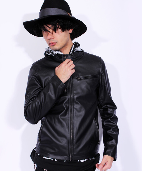 8(eight)(エイト)の「シングル ライダースジャケット PUレザー(ライダースジャケット・メンズ・ブラウン/ブルー系その他/ワイン/キャメル/ブラック・SMALL/MEDIUM/LARGE/X-LARGE)」の2枚目の写真