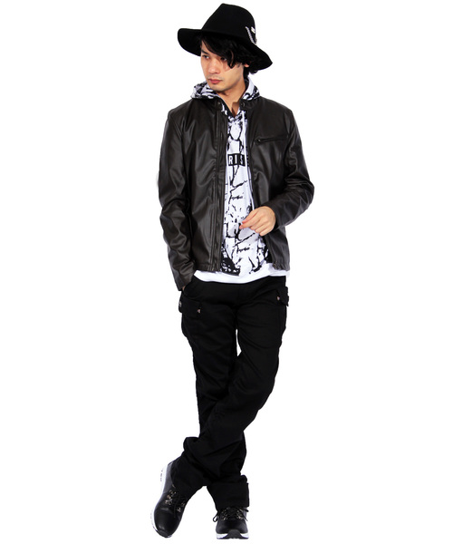 8(eight)(エイト)の「シングル ライダースジャケット PUレザー(ライダースジャケット・メンズ・ブラウン/ブルー系その他/ワイン/キャメル/ブラック・SMALL/MEDIUM/LARGE/X-LARGE)」の7枚目の写真