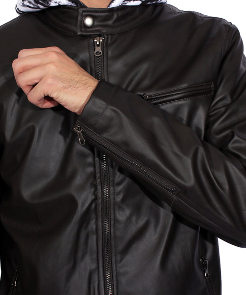 8(eight)(エイト)の「シングル ライダースジャケット PUレザー(ライダースジャケット・メンズ・ブラウン/ブルー系その他/ワイン/キャメル/ブラック・SMALL/MEDIUM/LARGE/X-LARGE)」の15枚目の写真