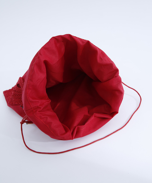 merlot plus（メルロープリュス）の「パンチングレース巾着ハンドバッグ2572（ハンドバッグ・レディース・ブラック/オフホワイト/レッド・FREE）」の13枚目の写真