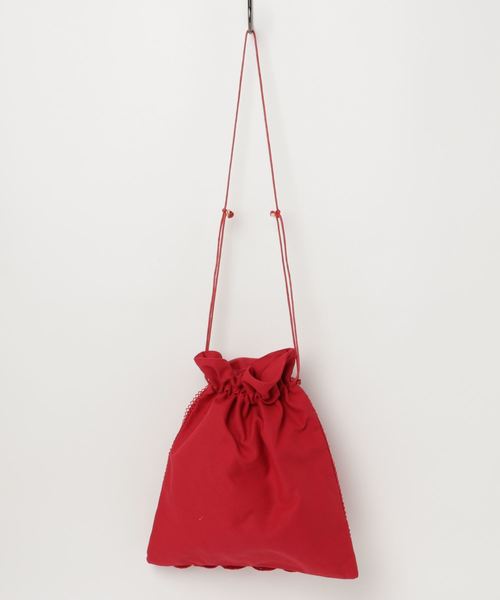 merlot plus（メルロープリュス）の「パンチングレース巾着ハンドバッグ2572（ハンドバッグ・レディース・ブラック/オフホワイト/レッド・FREE）」の4枚目の写真