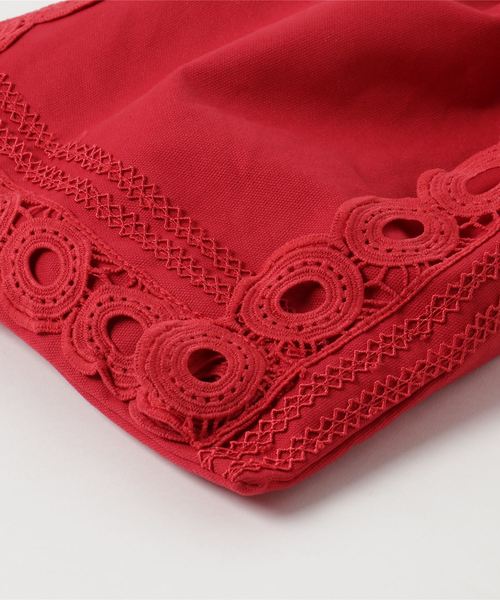 merlot plus（メルロープリュス）の「パンチングレース巾着ハンドバッグ2572（ハンドバッグ・レディース・ブラック/オフホワイト/レッド・FREE）」の5枚目の写真