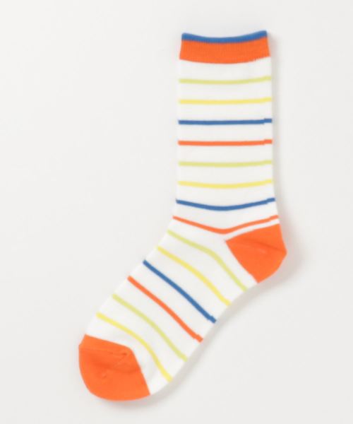 AIGLE（エーグル）の「カラフルストライプソックス（ソックス/靴下・レディース・グレー/オフホワイト・LARGE/MEDIUM）」の2枚目の写真