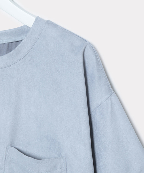 ADAM ET ROPE'（アダムエロペ）の「コマスエードビッグシルエットTシャツ（Tシャツ/カットソー・メンズ・ベージュ/グレー/サックスブルー・M/L）」の6枚目の写真