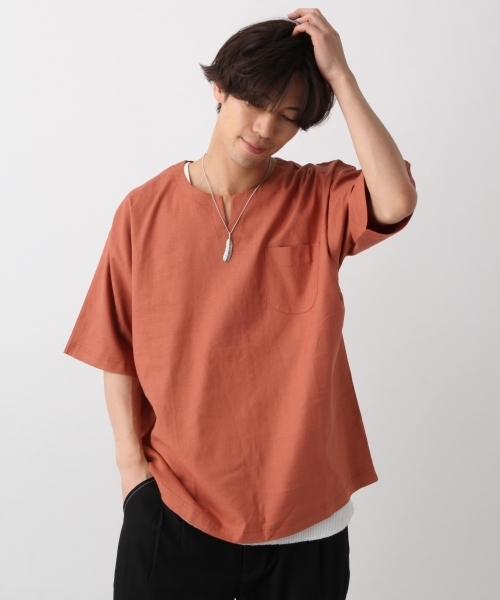 RAGEBLUE（レイジブルー）の「リネン混スキッパー/794211（シャツ/ブラウス・メンズ・ホワイト/ネイビー/グリーン/オレンジ・SMALL/LARGE/MEDIUM）」の4枚目の写真