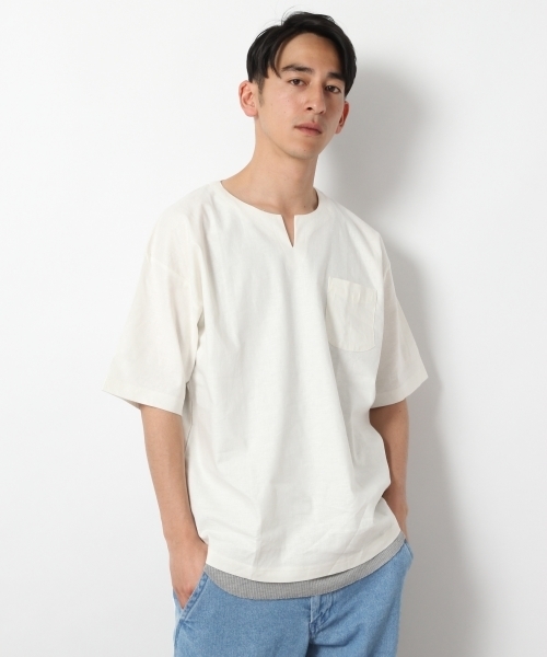 RAGEBLUE（レイジブルー）の「リネン混スキッパー/794211（シャツ/ブラウス・メンズ・ホワイト/ネイビー/グリーン/オレンジ・SMALL/LARGE/MEDIUM）」の11枚目の写真