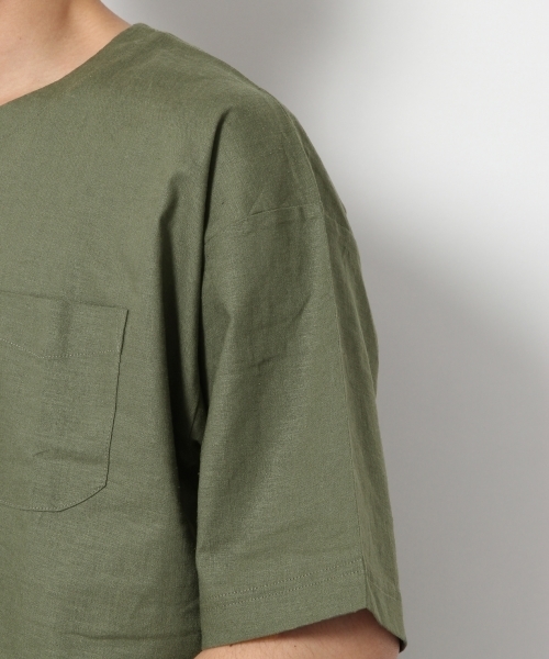 RAGEBLUE（レイジブルー）の「リネン混スキッパー/794211（シャツ/ブラウス・メンズ・ホワイト/ネイビー/グリーン/オレンジ・SMALL/LARGE/MEDIUM）」の14枚目の写真