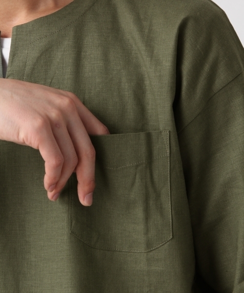 RAGEBLUE（レイジブルー）の「リネン混スキッパー/794211（シャツ/ブラウス・メンズ・ホワイト/ネイビー/グリーン/オレンジ・SMALL/LARGE/MEDIUM）」の22枚目の写真