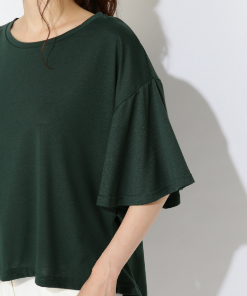 NATURAL BEAUTY BASIC（ナチュラルビューティーベーシック）の「フレアープルオーバー（Tシャツ/カットソー・レディース・ブラック/オフホワイト/グリーン・MEDIUM）」の10枚目の写真