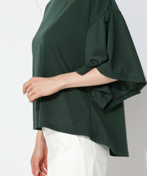 NATURAL BEAUTY BASIC（ナチュラルビューティーベーシック）の「フレアープルオーバー（Tシャツ/カットソー・レディース・ブラック/オフホワイト/グリーン・MEDIUM）」の11枚目の写真