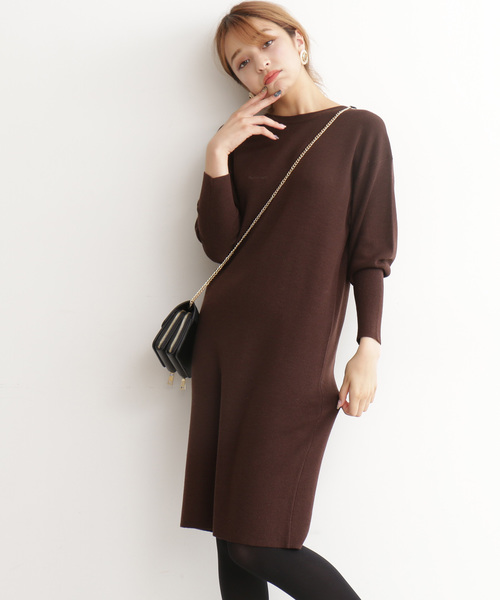 N.（N. Natural Beauty Basic）（エヌエヌナチュラルビューティーベーシック）の「◆ウールベーシックⅠ ボリュームスリーブニットワンピース（ワンピース・レディース・ブラック/ブラウン/パープル/レッド/イエロー/ブルー・MEDIUM）」の3枚目の写真