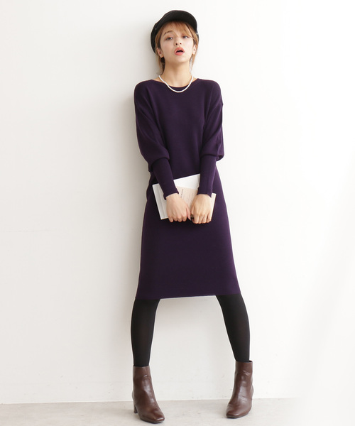 N.（N. Natural Beauty Basic）（エヌエヌナチュラルビューティーベーシック）の「◆ウールベーシックⅠ ボリュームスリーブニットワンピース（ワンピース・レディース・ブラック/ブラウン/パープル/レッド/イエロー/ブルー・MEDIUM）」の20枚目の写真