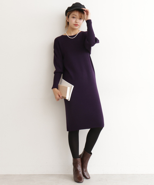 N.（N. Natural Beauty Basic）（エヌエヌナチュラルビューティーベーシック）の「◆ウールベーシックⅠ ボリュームスリーブニットワンピース（ワンピース・レディース・ブラック/ブラウン/パープル/レッド/イエロー/ブルー・MEDIUM）」の21枚目の写真