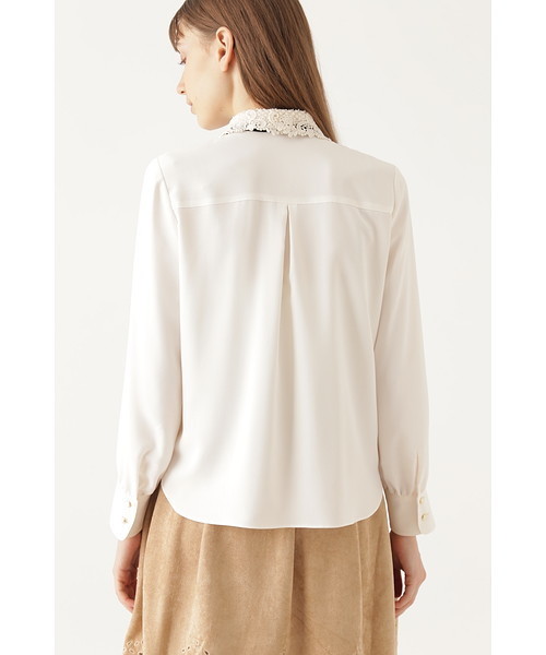 JILL STUART(ジルスチュアート)の「◆マドレーヌ襟付きブラウス(シャツ/ブラウス・レディース・ホワイト/ネイビー/ブルー・SMALL/MEDIUM)」の4枚目の写真