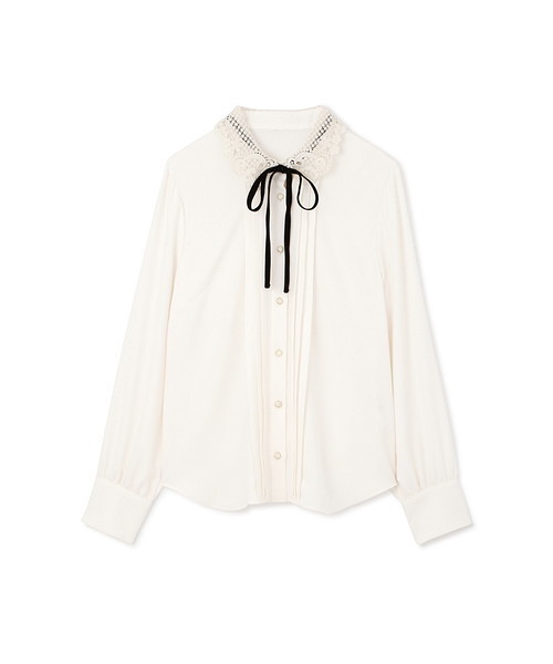 JILL STUART(ジルスチュアート)の「◆マドレーヌ襟付きブラウス(シャツ/ブラウス・レディース・ホワイト/ネイビー/ブルー・SMALL/MEDIUM)」の9枚目の写真