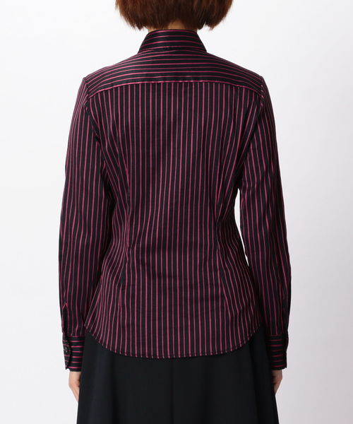 NARACAMICIE（ナラカミーチェ）の「ダークストライプ切り替えシャツ（シャツ/ブラウス・レディース・ネイビー/ピンク・LARGE/MEDIUM/SMALL）」の5枚目の写真