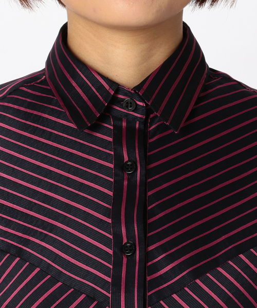 NARACAMICIE（ナラカミーチェ）の「ダークストライプ切り替えシャツ（シャツ/ブラウス・レディース・ネイビー/ピンク・LARGE/MEDIUM/SMALL）」の11枚目の写真