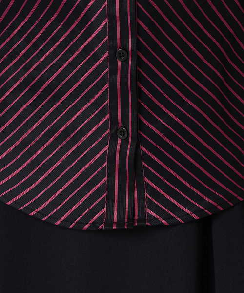 NARACAMICIE（ナラカミーチェ）の「ダークストライプ切り替えシャツ（シャツ/ブラウス・レディース・ネイビー/ピンク・LARGE/MEDIUM/SMALL）」の16枚目の写真