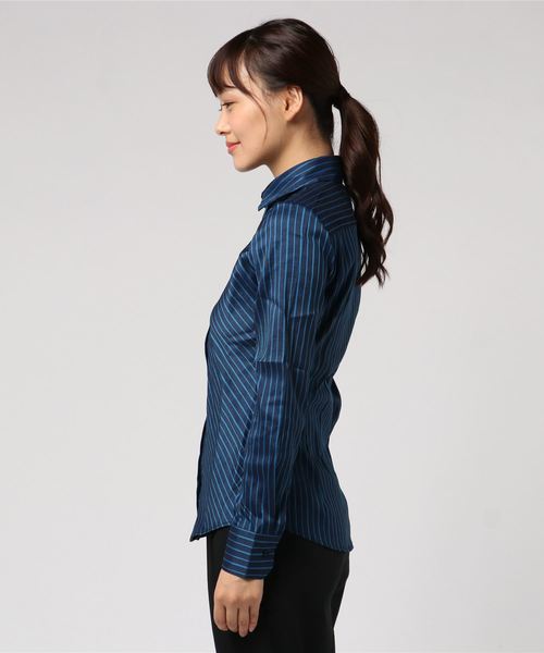 NARACAMICIE（ナラカミーチェ）の「ダークストライプ切り替えシャツ（シャツ/ブラウス・レディース・ネイビー/ピンク・LARGE/MEDIUM/SMALL）」の15枚目の写真