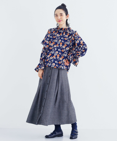 MERLOT（メルロー）の「フラワー柄フリルネックブラウス3007（シャツ/ブラウス・レディース・ブラック/ネイビー/イエロー・FREE）」の15枚目の写真