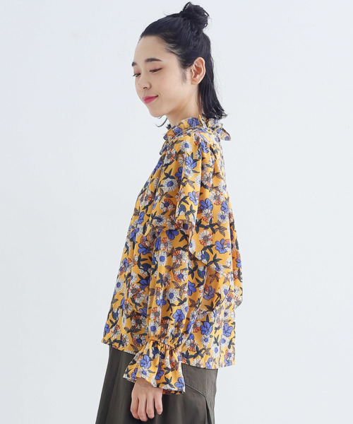 MERLOT（メルロー）の「フラワー柄フリルネックブラウス3007（シャツ/ブラウス・レディース・ブラック/ネイビー/イエロー・FREE）」の20枚目の写真