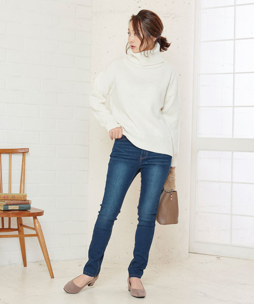 KOBE LETTUCE（コウベレタス）の「バックウエストゴム☆ゆるぴたストレッチスキニーデニムパンツ＊レディース/ボトムス[M2297]神戸レタス（デニムパンツ・レディース・インディゴブルー/ブルー・FREE）」の8枚目の写真