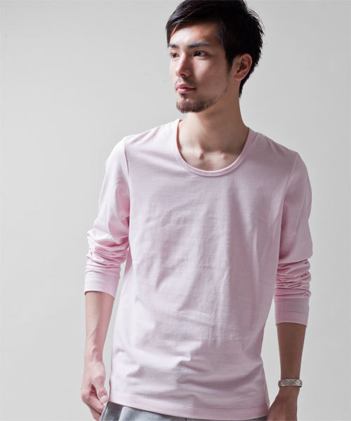 NANO universe(ナノユニバース)の「wjk/ Plain U-Neck Tee L/S(Tシャツ/カットソー・メンズ・ホワイト/ブラック/カーキ/ネイビー/ライトピンク/グレー・SMALL/MEDIUM/LARGE)」の1枚目の写真