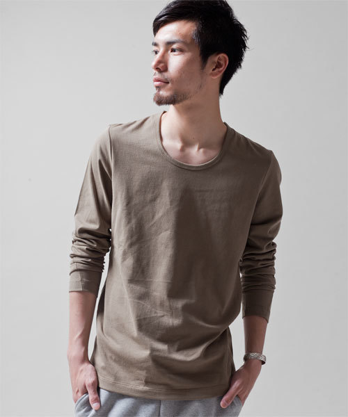 NANO universe(ナノユニバース)の「wjk/ Plain U-Neck Tee L/S(Tシャツ/カットソー・メンズ・ホワイト/ブラック/カーキ/ネイビー/ライトピンク/グレー・SMALL/MEDIUM/LARGE)」の6枚目の写真