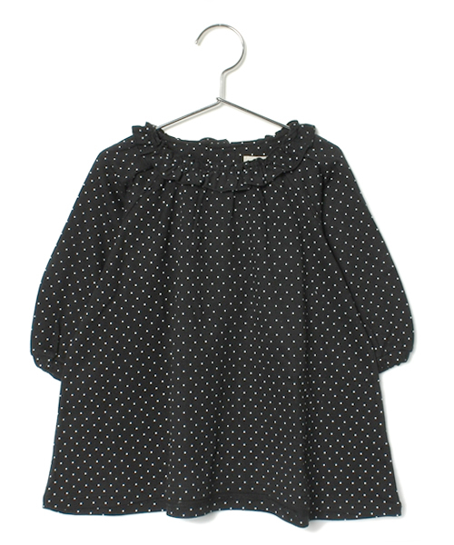 green label relaxing（グリーンレーベルリラクシング）の「ドットプリント チュニック（チュニック・キッズ・ブラック/グレー・S/105/M/115/L/125）」の2枚目の写真