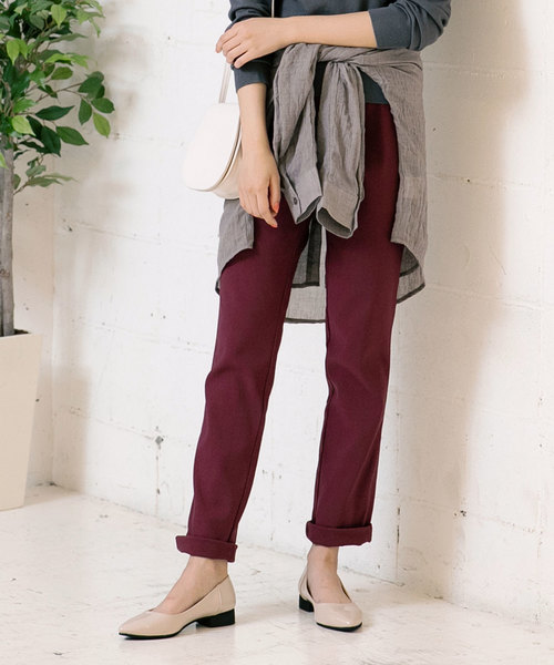 KOBE LETTUCE（コウベレタス）の「素肌感覚ストレッチパンツ（その他パンツ・レディース・ターコイズブルー/ベージュ/グレー/ネイビー/ブラック/ピンク/マスタード/カーキ/ボルドー/キャメル/モカ/ワイン/ブルー系/ホワイト系/チャコール/ピンク系/サンドベージュ/カーキ系/ブラック系・L/LL/M/S/TALL/PM/PL）」の18枚目の写真