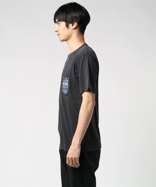 AOZORA(アオゾラ)の「AOZORA/アオゾラ 天竺 編み込ポケット TEE(Tシャツ/カットソー・メンズ・ブラック・LARGE/MEDIUM)」の7枚目の写真