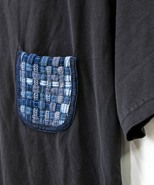 AOZORA(アオゾラ)の「AOZORA/アオゾラ 天竺 編み込ポケット TEE(Tシャツ/カットソー・メンズ・ブラック・LARGE/MEDIUM)」の5枚目の写真