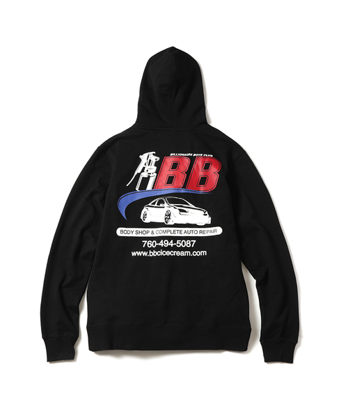 BILLIONAIRE GIRLS CLUB(ビリオネア・ガールズ・クラブ)の「BB AUTO SHOP HOODIE(パーカー・メンズ・ブラック/ヘザーグレー・LARGE/X-LARGE/SMALL/MEDIUM)」の4枚目の写真
