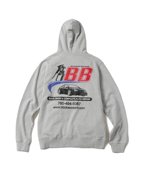 BILLIONAIRE GIRLS CLUB(ビリオネア・ガールズ・クラブ)の「BB AUTO SHOP HOODIE(パーカー・メンズ・ブラック/ヘザーグレー・LARGE/X-LARGE/SMALL/MEDIUM)」の6枚目の写真