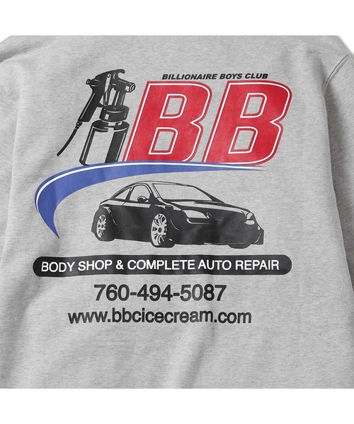 BILLIONAIRE GIRLS CLUB(ビリオネア・ガールズ・クラブ)の「BB AUTO SHOP HOODIE(パーカー・メンズ・ブラック/ヘザーグレー・LARGE/X-LARGE/SMALL/MEDIUM)」の3枚目の写真