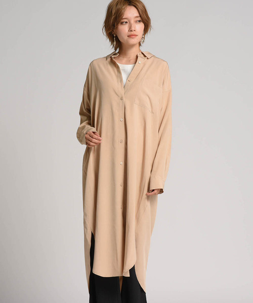 Willful by lipstar(ウィルフル バイ リップスター)の「【Willful by lipstar】テンセルローンシャツワンピース(シャツワンピース・レディース・ベージュ/カーキ・M)」の3枚目の写真